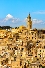 Obraz premium It's Matera, Puglia, Italy. The Sassi and the Park of the Rupestrian Churches of Matera. UNESCO World Heritage