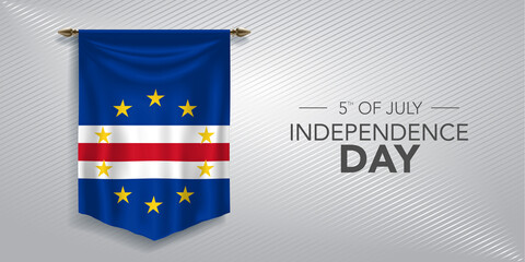 Cape Verde independence day greeting card, banner, vector illustration