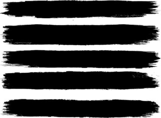 Grunge Paint Roller . Vector brush Stroke . Distressed banner . Black stripes isolated. paintbrush collection . Modern Textured shape . Dry border in Black . Bulge lines