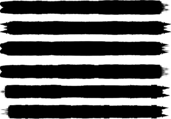 Grunge Paint Roller . Vector brush Stroke . Distressed banner . Black stripes isolated. paintbrush collection . Modern Textured shape . Dry border in Black . Bulge lines