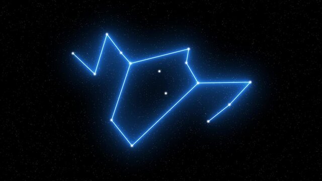 Phoenix - Animated zodiac constellation and horoscope symbol with  starfield space background