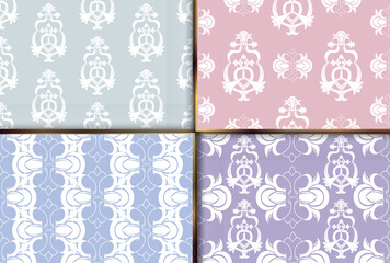 Seamless damask pattern wallpaper. Vintage decor in Victorian surface style. Passtel print surface design