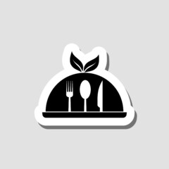 Obraz premium Eco Food cover sticker icon isolated on gray background