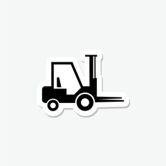 Forklift solid sticker icon isolated on gray background