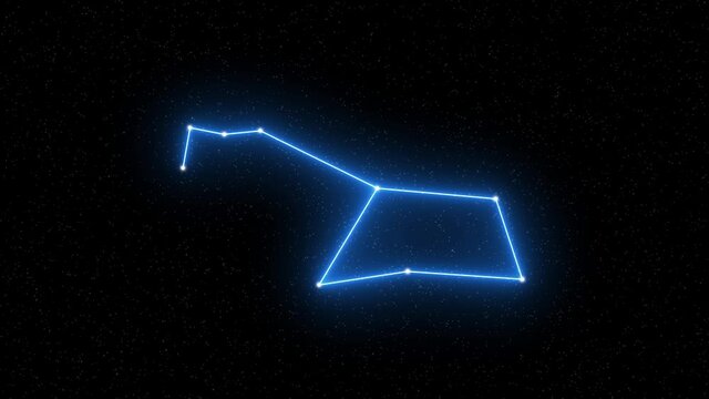 Puppis - Animated zodiac constellation and horoscope symbol with  starfield space background