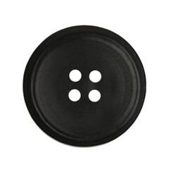 Black plastic sewing button isolated on white