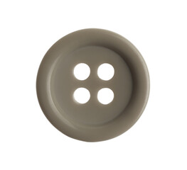 Grey plastic sewing button isolated on white