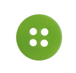 Green plastic sewing button isolated on white