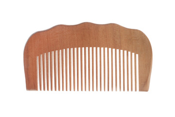 New wooden hair comb isolated on white, top view
