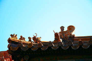 Fototapeta na wymiar Temples Of The Forbidden City In Beijing China