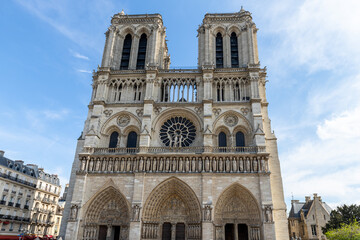 Fototapeta na wymiar The front with two main towers of cathedral Notre Dame, Paris