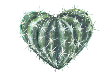 Heart shaped cactus painted by watercolor isolated on white © Екатерина Сорвачева