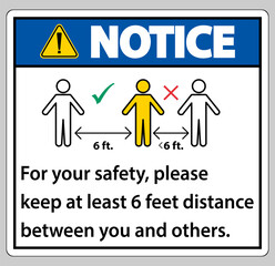 KNotice eep 6 Feet Distance,For your safety,please keep at least 6 feet distance between you and others.