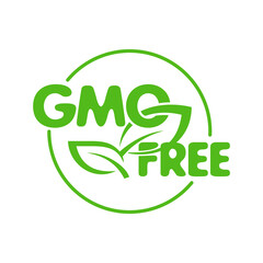 GMO free stamp - natural organic healthy food symbol - monochrome isolated element