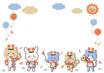 Animal marching band Character Frame / Four Colors