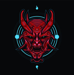 Onimusha Face Mask With Background Circle Vector Illustration