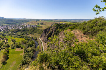 Wide angle view at landscape from Rotenfels, Bad Muenster am Stein
