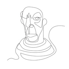 vector illustration of a man face, drawing digital one line.