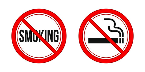 No smoking sign. Red prohibition signs vector image
