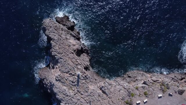 Aerial view of the rocky coast of the island of Mallorca