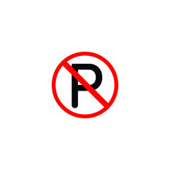 Ban parking. Forbidden sign, symbol prohibited, not car, roadsign vector graphic illustration