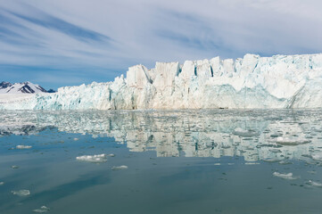 Lilliehook glacier in Lilliehook fjord a branch of Cross Fjord, Spitsbergen Island, Svalbard archipelago, Norway