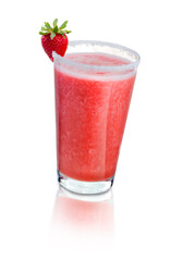 Vaso strawberry daiquiri con fresa para celebraciones. Strawberry daiquiri glass with strawberry for celebrations.