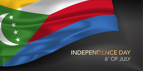 Comoros happy independence day greeting card, banner with template text vector illustration