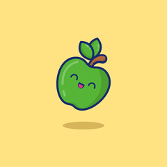 Illustration green apple fruit, the cute illustration used for web, for infographic, icon web or mobile app, presentation icon, etc, editable eps file