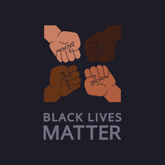 black lives matter  banner,poster logo black lives matter.baner logo black lives matter with multicolor fists.Black lives matter modern logo, banner, design concept, sign, with black and white 