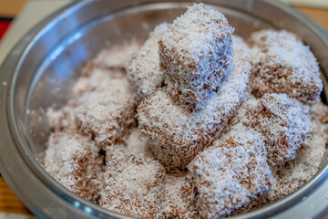 Home made Australian Lamington cake