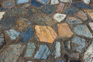 Colorful stones used to make walkway in the park
