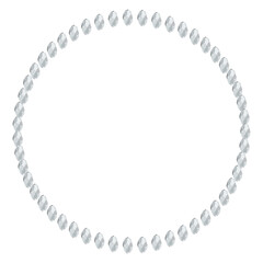 White diamond gems circle frame isolated on white background.
