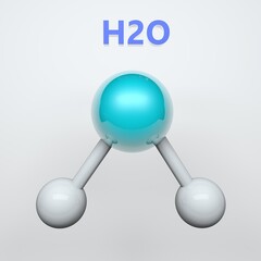 H2O Water formula.  3D rendering