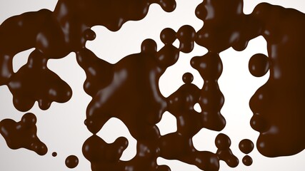 Splash of chocolate drink. Abstract background. 3D rendering.