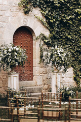 Wedding decoration of the ceremony in an old castle