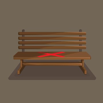 this is vector illustration of  the bench for physical distancing.