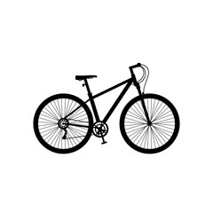 Mountain Bike Silhouette on white background. Sport Activities and Gear. Vector Illustration.