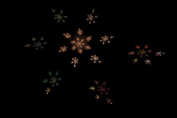 Glowing colorful christmas snowflakes, abstract background for design.