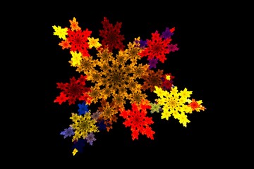 Colorful stars and snowflakes for Christmas theme. Abstract background for design.