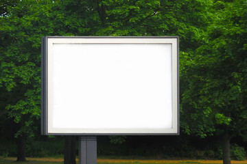 Fototapeta premium Billboard in the park, advertising space, template