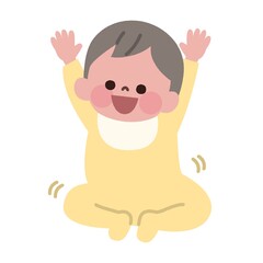 Obraz premium 両手をあげて楽しそうな赤ちゃん