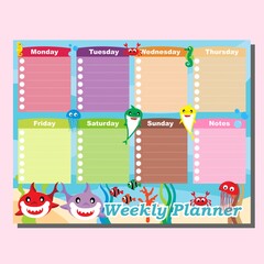 Baby shark weekly planner for kids