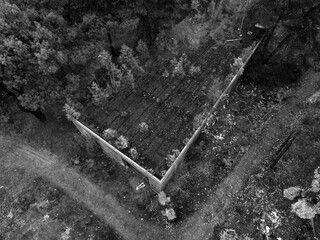 Abandoned and vandalised Soviet military base (drone image).Near Kiev,Ukraine