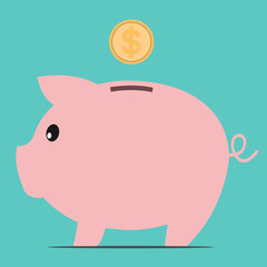 Illustration of piggy banks and coins.