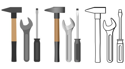 Vector set of handtools.