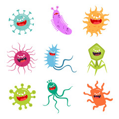 Virus germs and bacteria vector illustrations