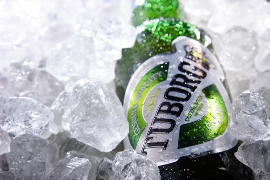 Bottle of Tuborg Beer in crushed ice Stock Photo | Adobe Stock