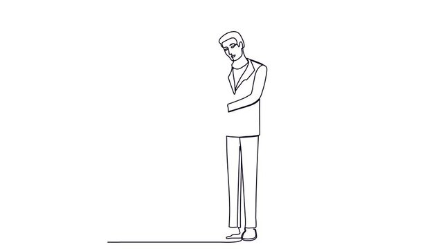 Self drawing animation of continuous one single line drawing of couple in love with heart shaped balloons.