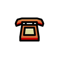 Old Telephone Icon Flat Illustration Logo Vector
